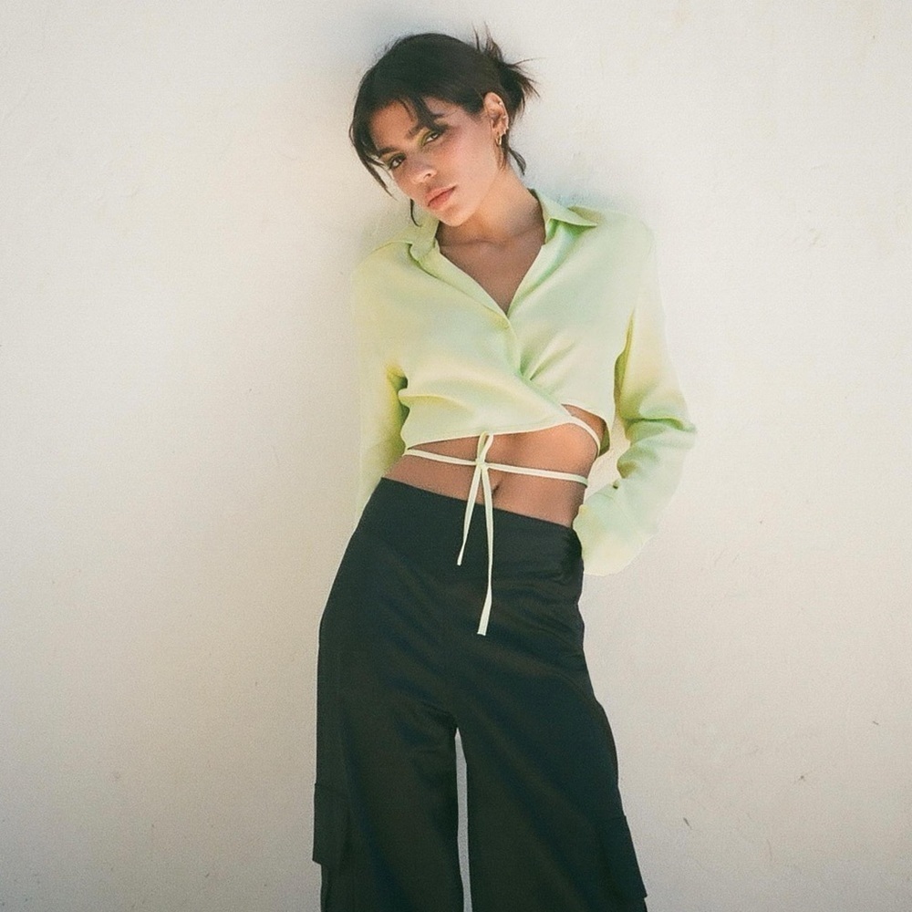 Zara Satin Effect Crop Shirt (Size M)